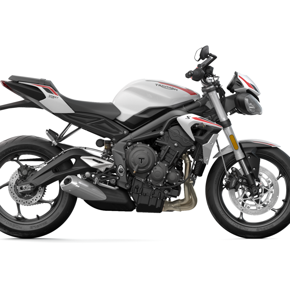 weiße Triumph Street Triple S 2020 Seitenansicht rechts