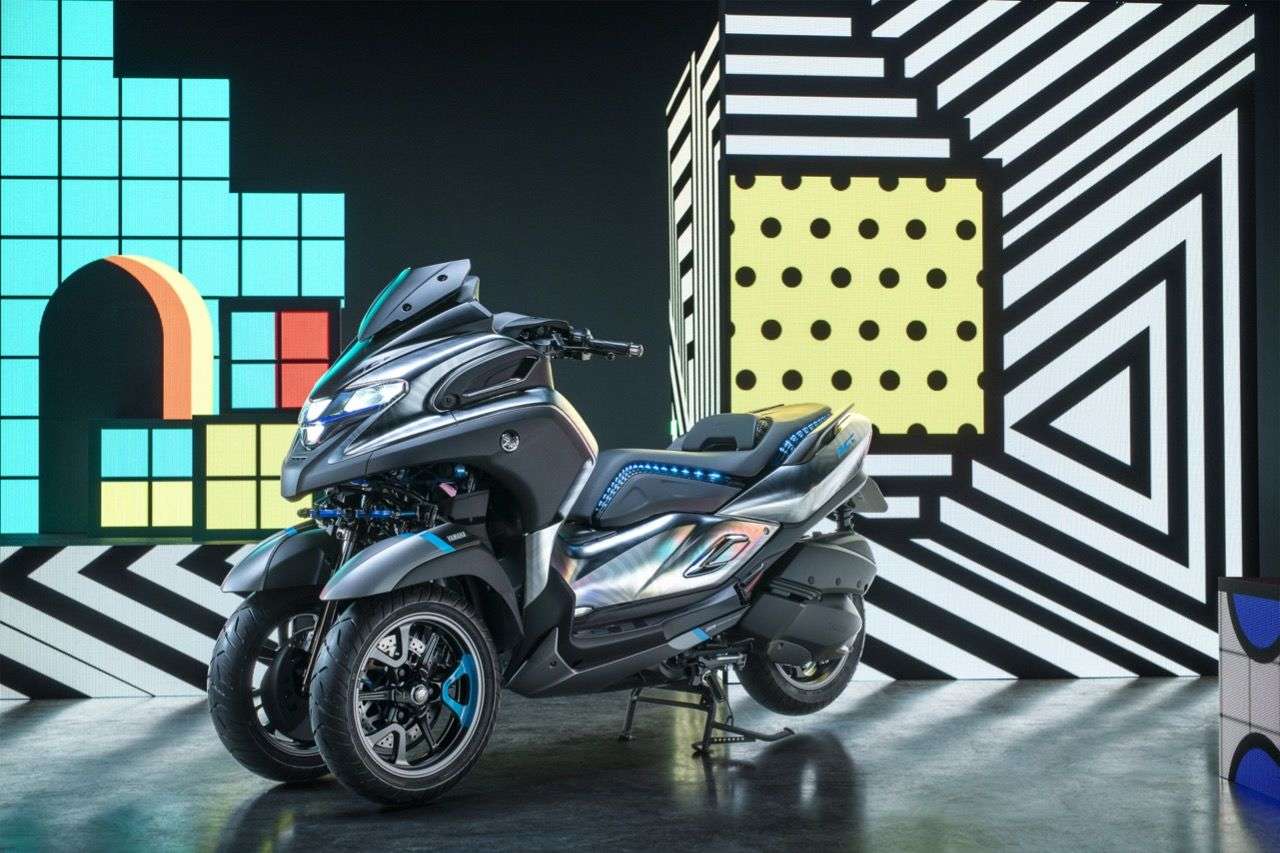 Yamaha 3CT – Prototyp eines Dreirad-Rollers mit Stand-Stabilisierung und 300er-Motor.