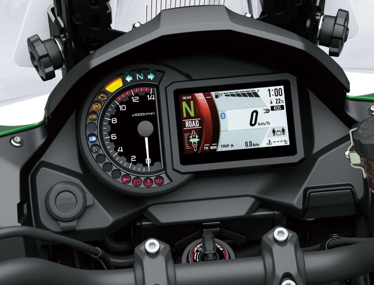 Cockpit der Versys 1000 SE: Analoger Tacho mit modernem TFT-Display.