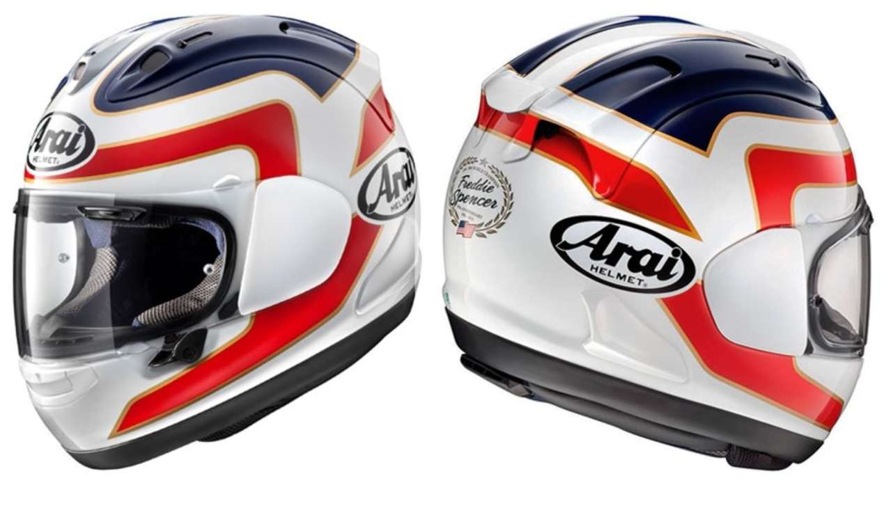 Arai RX-7V Spencer: Wie Spencer selbst ist der Helm jetzt schon Kult. Simpel, sophisticated und zeitlos. Nach Gebrauch in die Vitrine stellen.