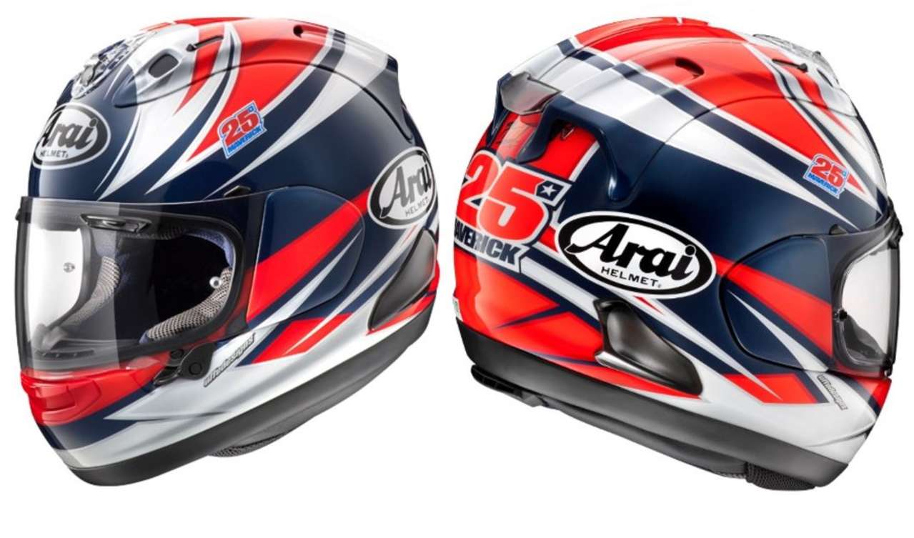 Arai RX-7V Vinales: Der zweite Maverick, diesmal Vinales. Sein Replica-Helm sieht richtig schnell aus und könnte Flügel verleihen.