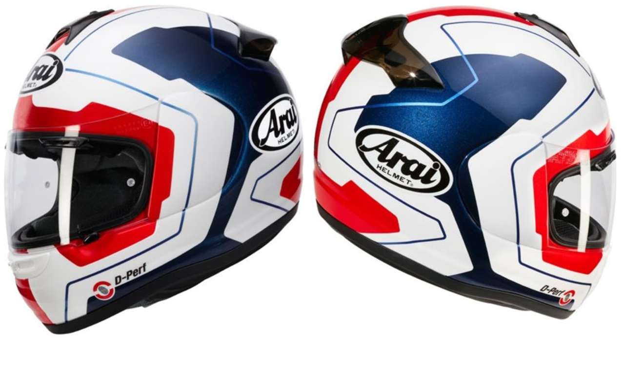 Arai Axces II Line Blue: Blau-Weiss-Rot geht immer, für BMW- und Honda-Friends und USA-Fans.