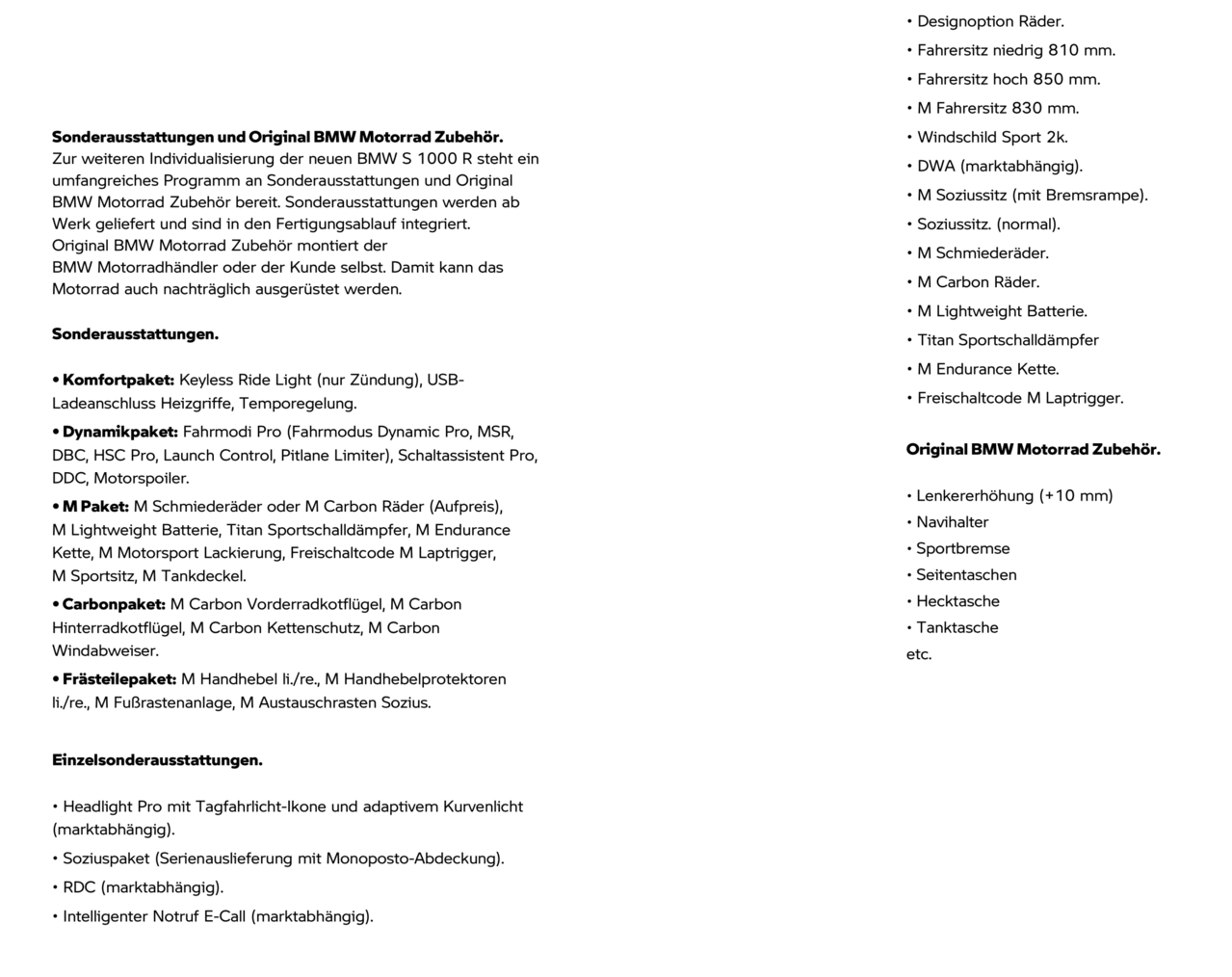 Sonderausstattungsliste