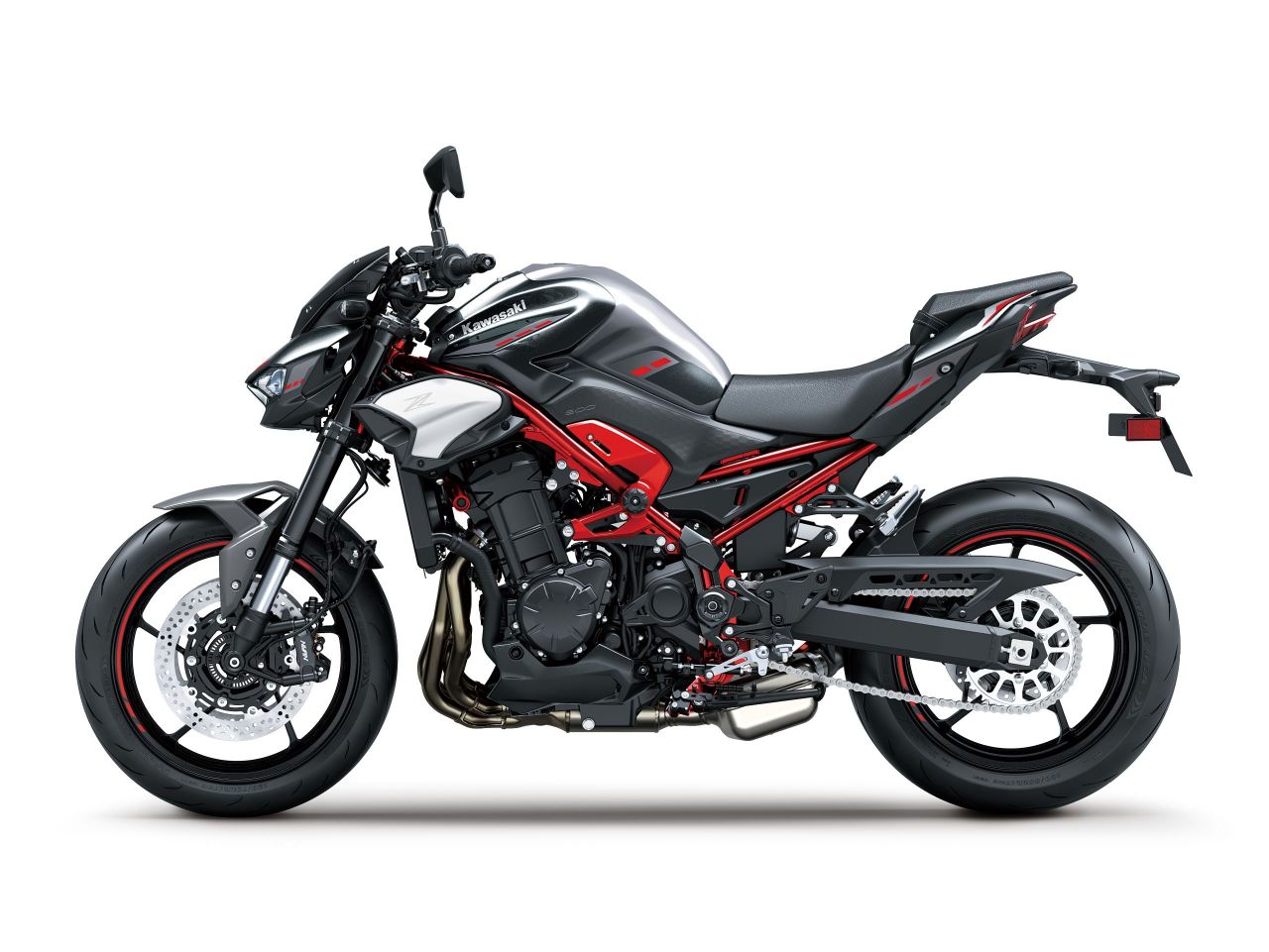 Kawasaki Z900 2025 in Rot-Schwarz